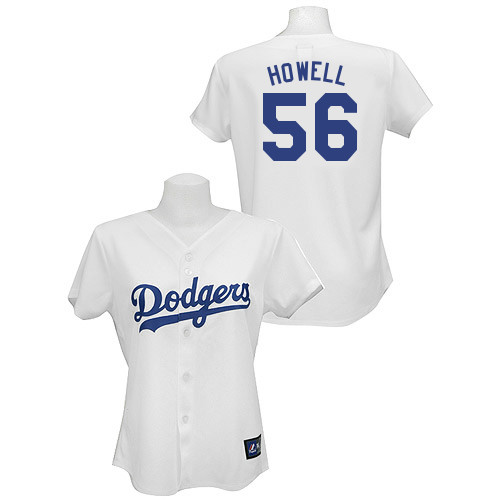 J-P Howell #56 mlb Jersey-L A Dodgers Women's Authentic Home White Baseball Jersey
